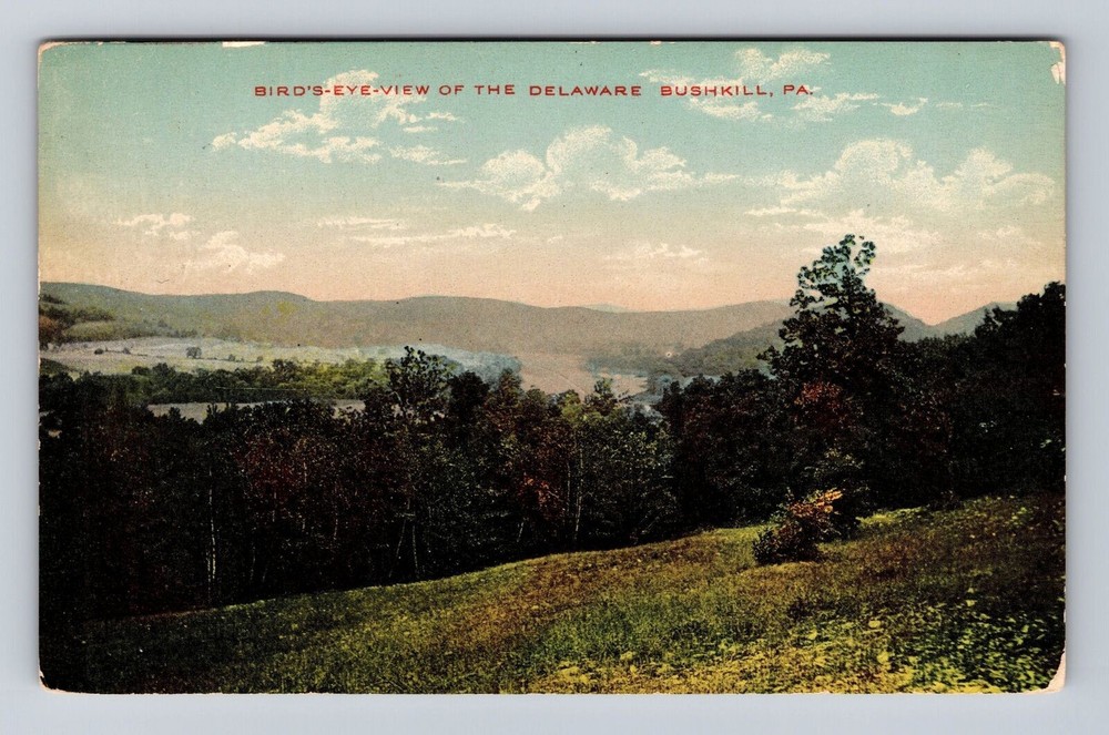 Bushkill PA-Pennsylvania, Birds Eye View of Delaware, Antique Vintage Postcard