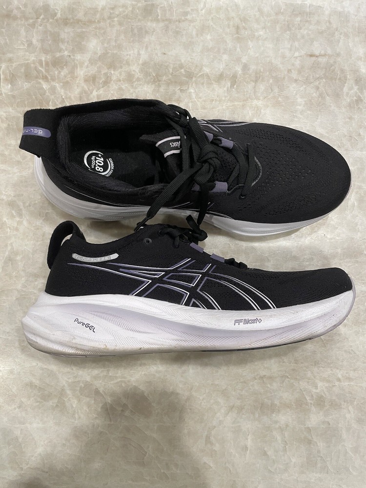 Asics Women's GEL-NIMBUS 26 Black/Purple/White Size 9.5 Barely Worn