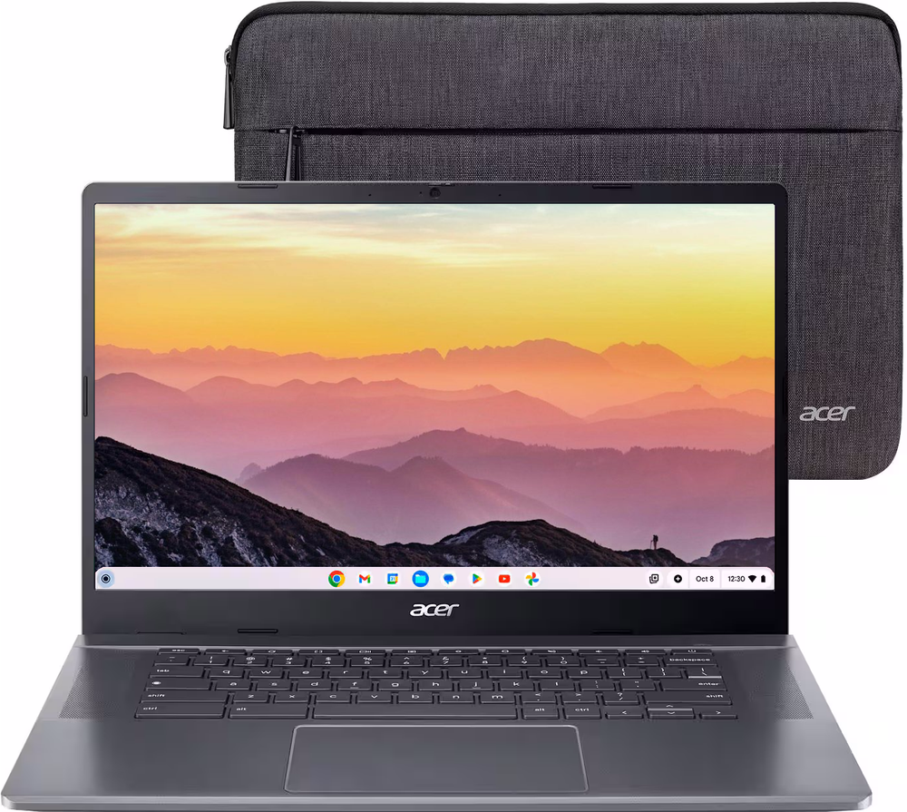 Acer Chromebook Plus 515 15.6 FHD 8GB RAM 128GB SSD Intel i3 Laptop with Gray Sleeve-image