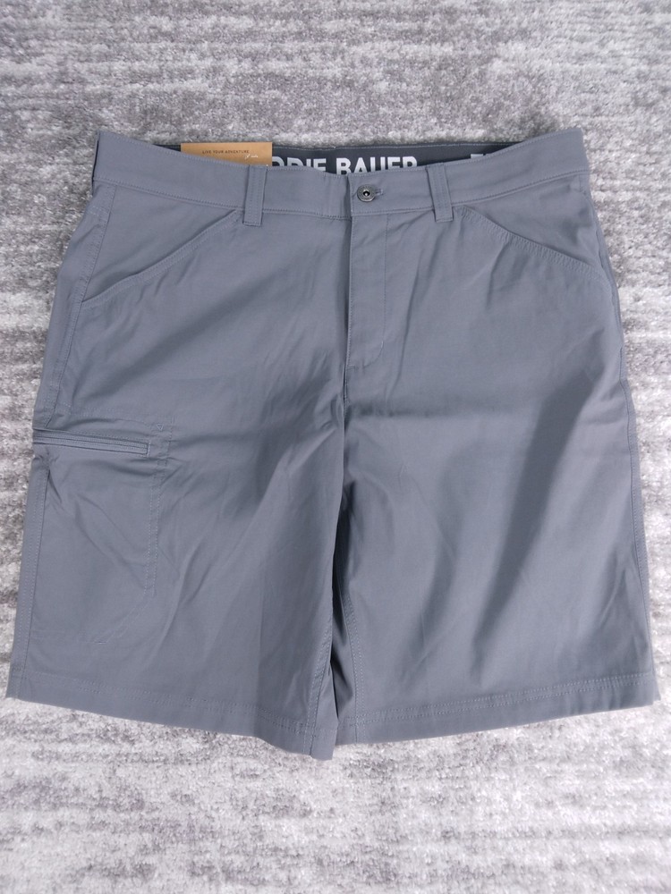 Eddie Bauer Men’s 36 Gray Rainier 10” Tech Shorts Cargo Outdoors