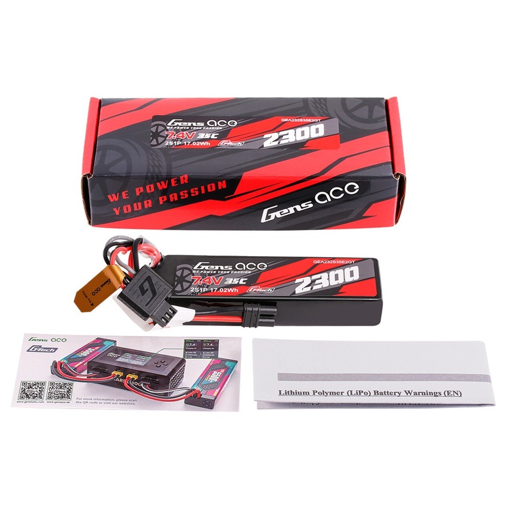 Gens ace 2300mAh 2S 35C 7.4V G-Tech Lipo Battery Pack with IC2 Plug : ARRMA GROM-image