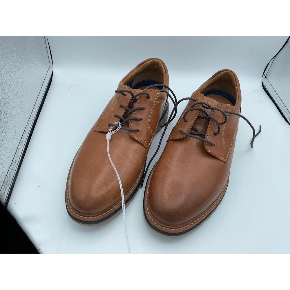 Johnston & Murphy TRUFOAM Tan Leather Plain Toe Derby Shoes 20-5586 Mens 8.5 M