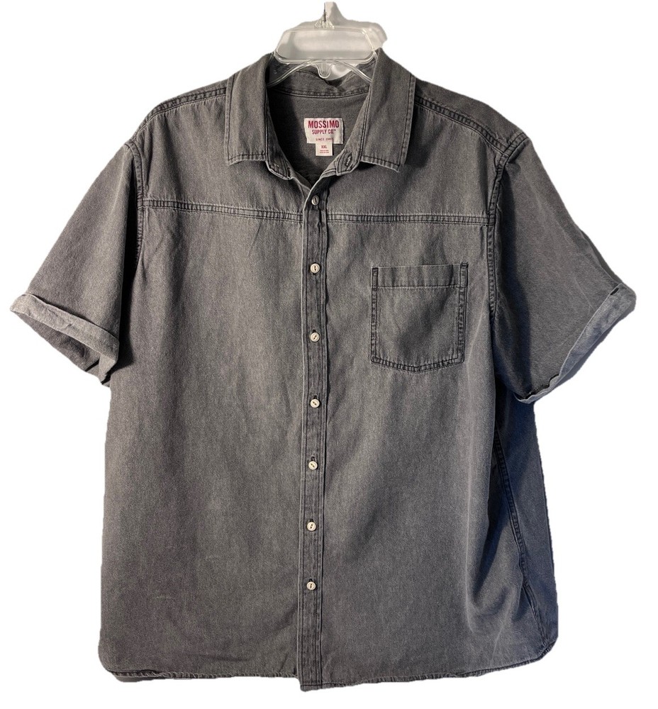 Missimo Woman’s Gray Button Up Shirt Rolled Short Sleeves Sz XXL 1 Breast Pocket
