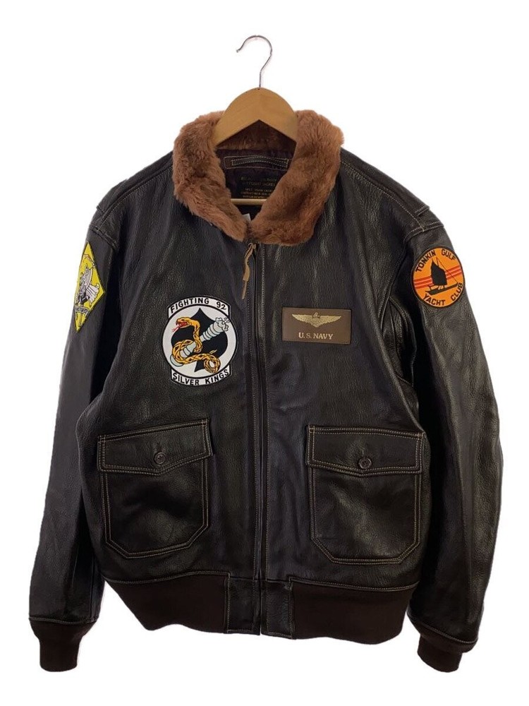 Morgan Leather Flight Jacket Size 46 Brown N-383S-96273 173