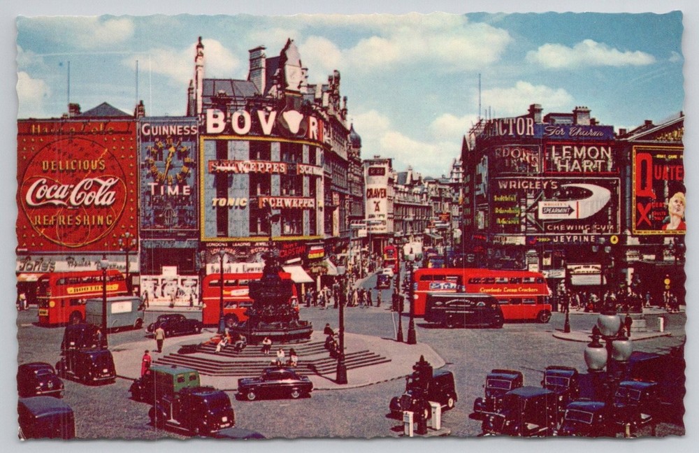 Piccadilly Circus London 1950s Cophoto Natural Colour Double Decker Buses
