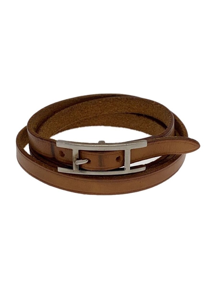 Hermes Api 3 Leather Bracelet Brown for Men 3207