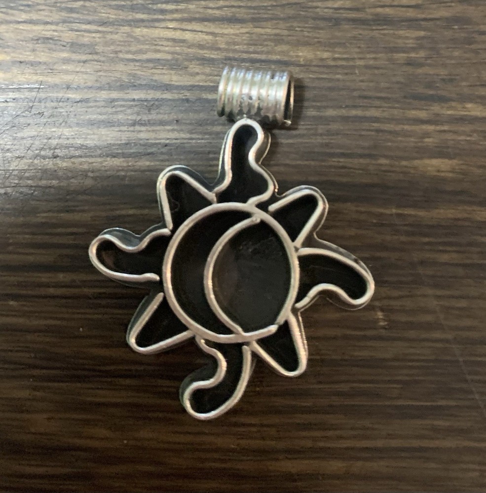 Vintage 925 Sterling Silver Sun and Moon Pendant , 5.7 G