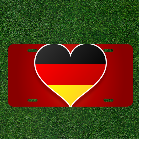 Custom Personalized License Plate Car Tag With Flag Germany Love Heart