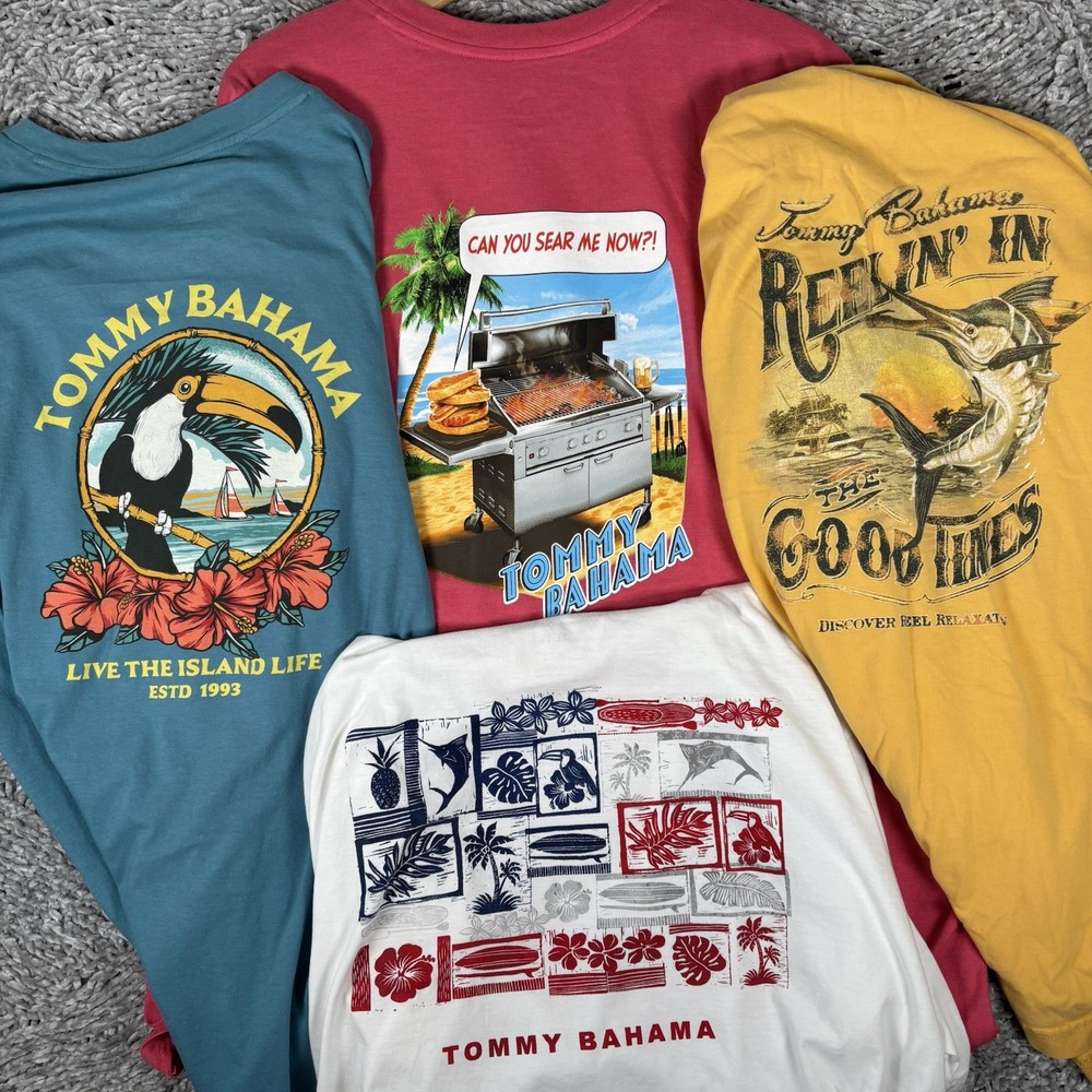 Tommy Bahama Graphic T-Shirt Lot of 4 Mens XL Short Sleeve Tropical Summer Golf