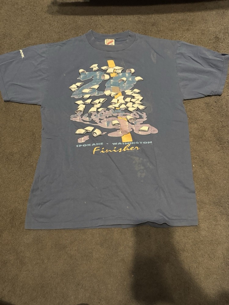 Vintage Spokane Washington Race Finisher T Shirt Jerzees USA Made 90s Large