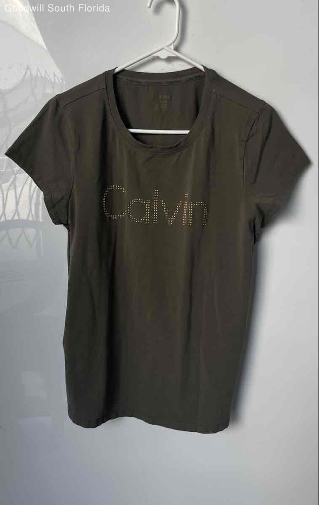 Calvin Klein Womens Green Short Sleeve Crew Neck Pullover T-Shirt Size XL