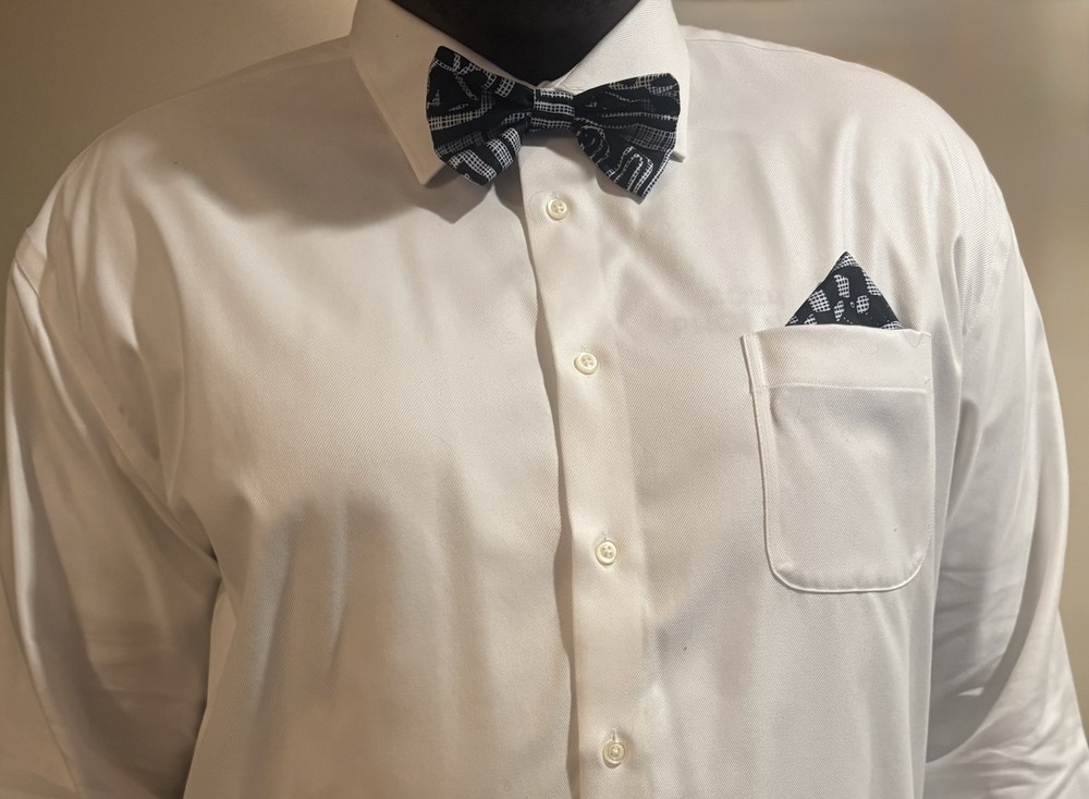 Black Geometric African Print Bow Tie