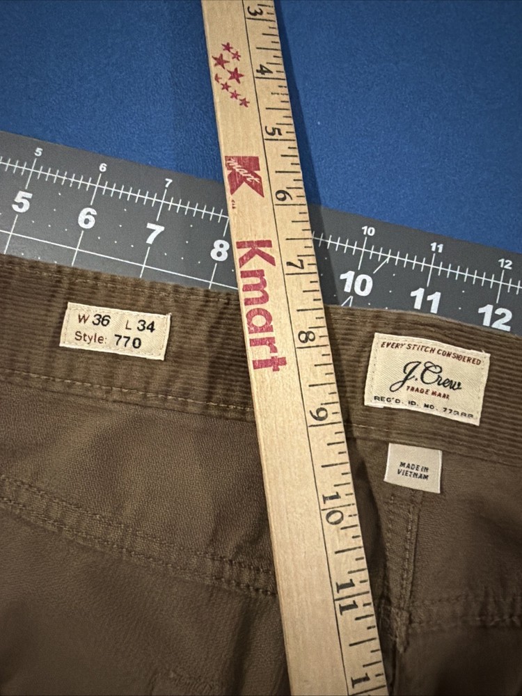 VTG J Crew 770 Corduroy Pants Mens 36x34 Tobacco Brown Wash Phone Wallet Fade