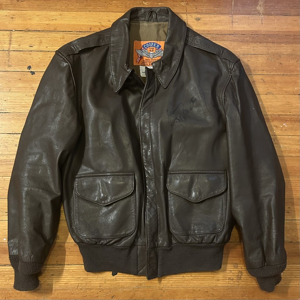 Vintage Cooper A2 Leather Flight Jacket Mens 42R Brown Goatskin Signed