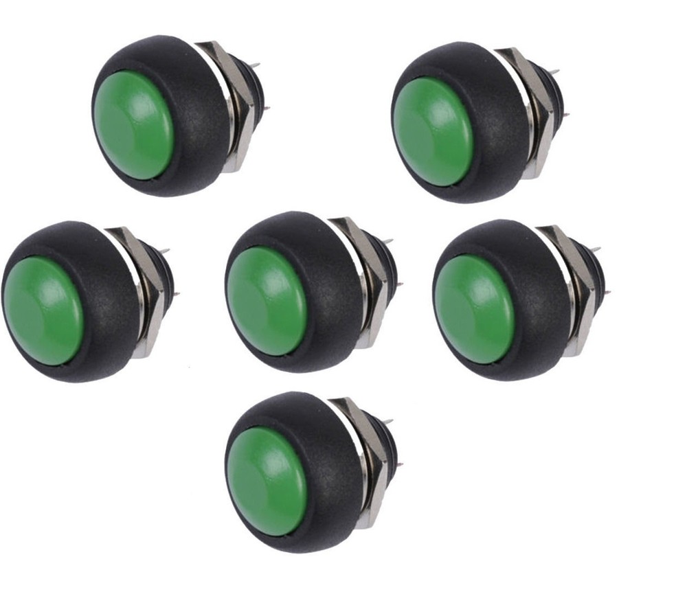 20-Pack 12mm Waterproof Momentary Push Button Switch Green