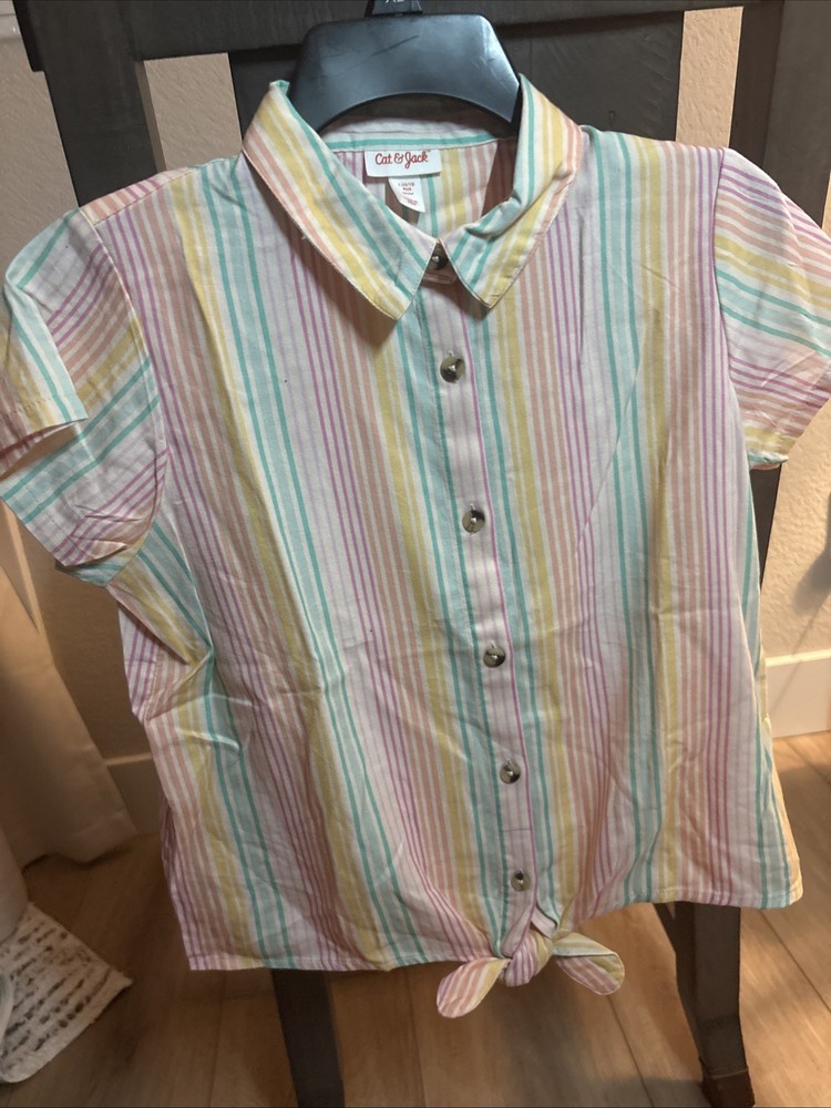 Cat & Jack girls flannel buttoned up long sleeve shirt size L(10-12) NWT (#25)