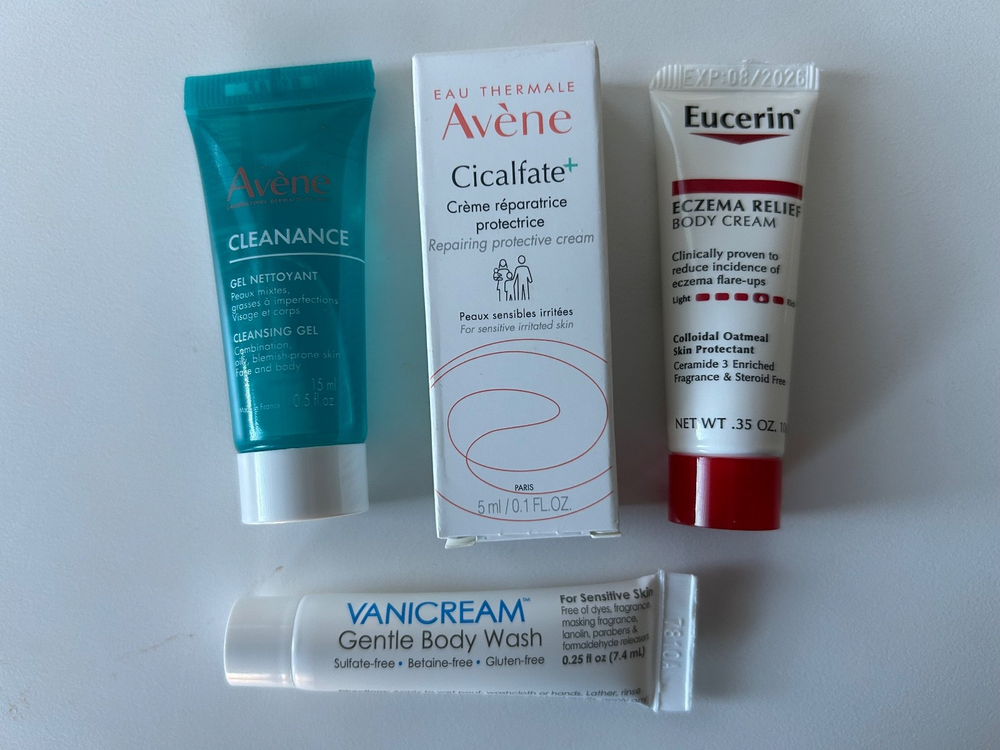 4 Skin Travel Size AVENE CICALFATE, CLEANANCE, EUCERIN ECZEMA CREAM, VANICREAM