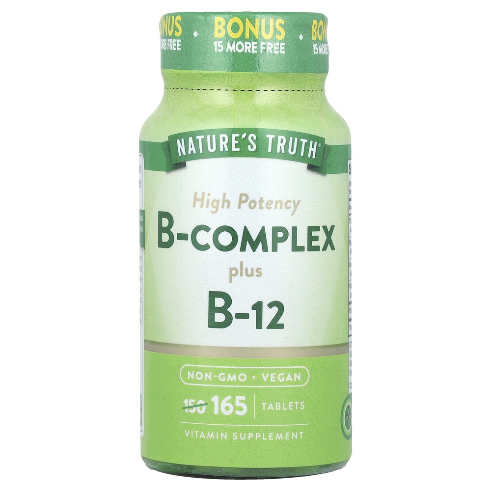 B-Complex Plus B-12, High Potency , 165 Tablets