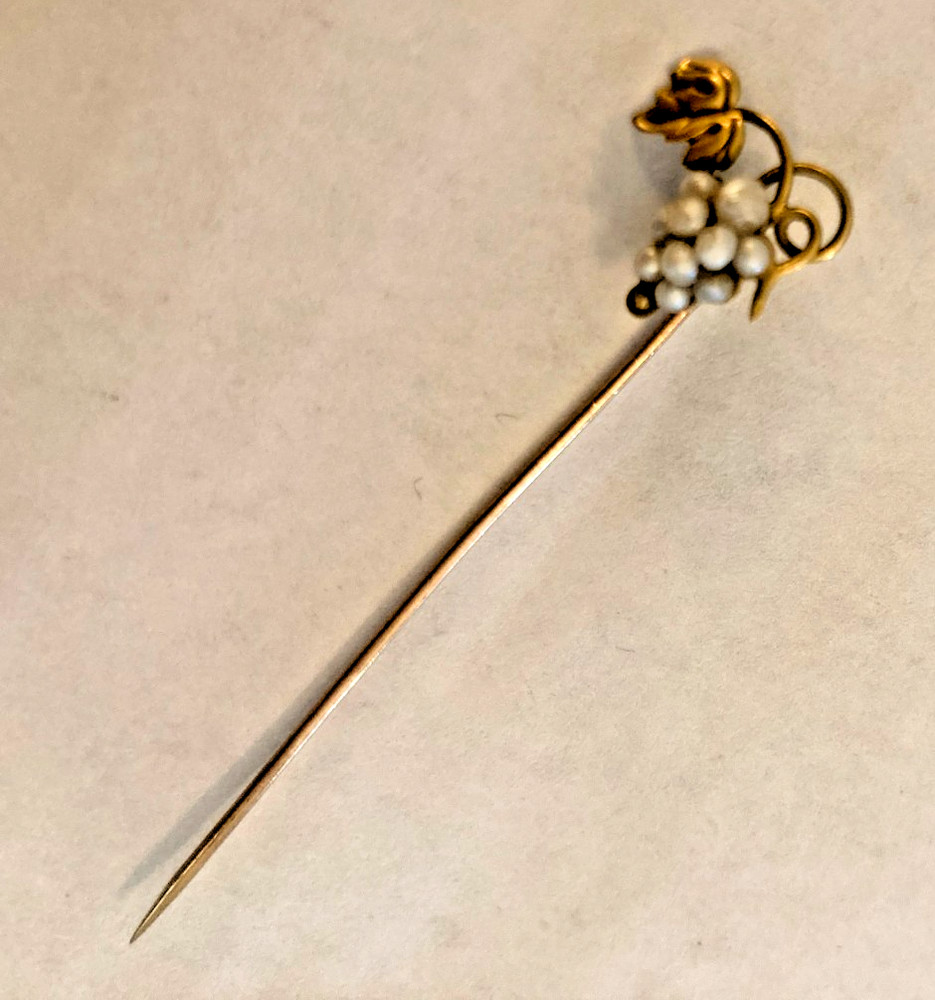 Antique 14k Gold Stick Pin Seed Pearl Cluster 1 Gram BIN