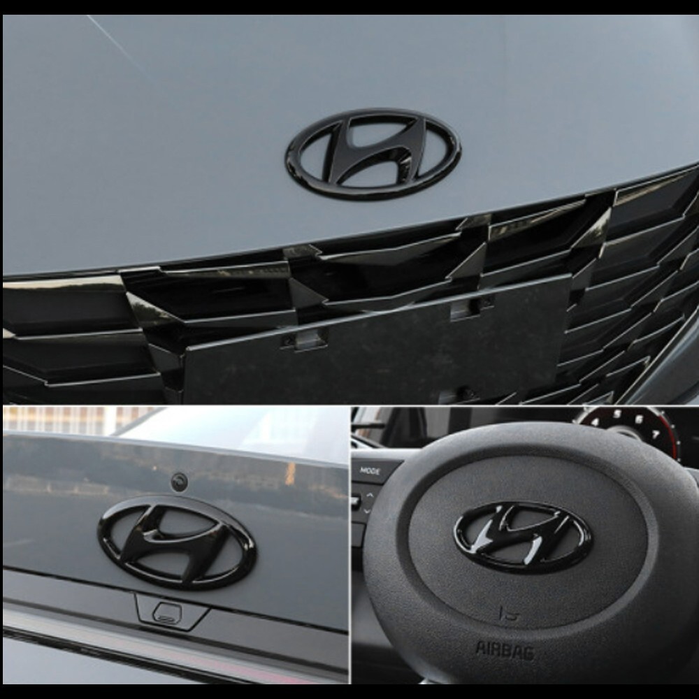 BLACK GLOSS TYPE HYUNDAI LOGO EMBLEM 3PCS FOR HYUNDAI ELANTRA