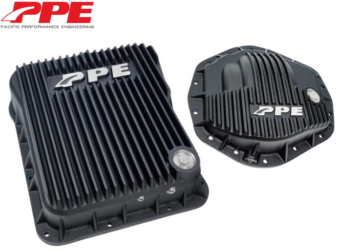 PPE Black Transmission Pan & Rear Diff Cover Kit For 2001-2019 GM 6.6L Duramax