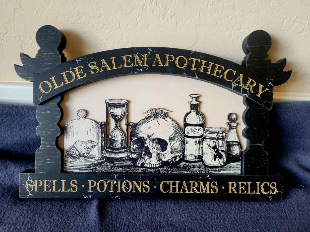 Apothecary Spells Salem  Witch Halloween Decor Plaque NWoT