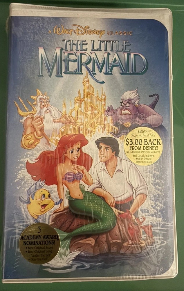 Disney the Little Mermaid 1989 VHS Banned Cover, SEALED IN ORIGINAL PLASTIC