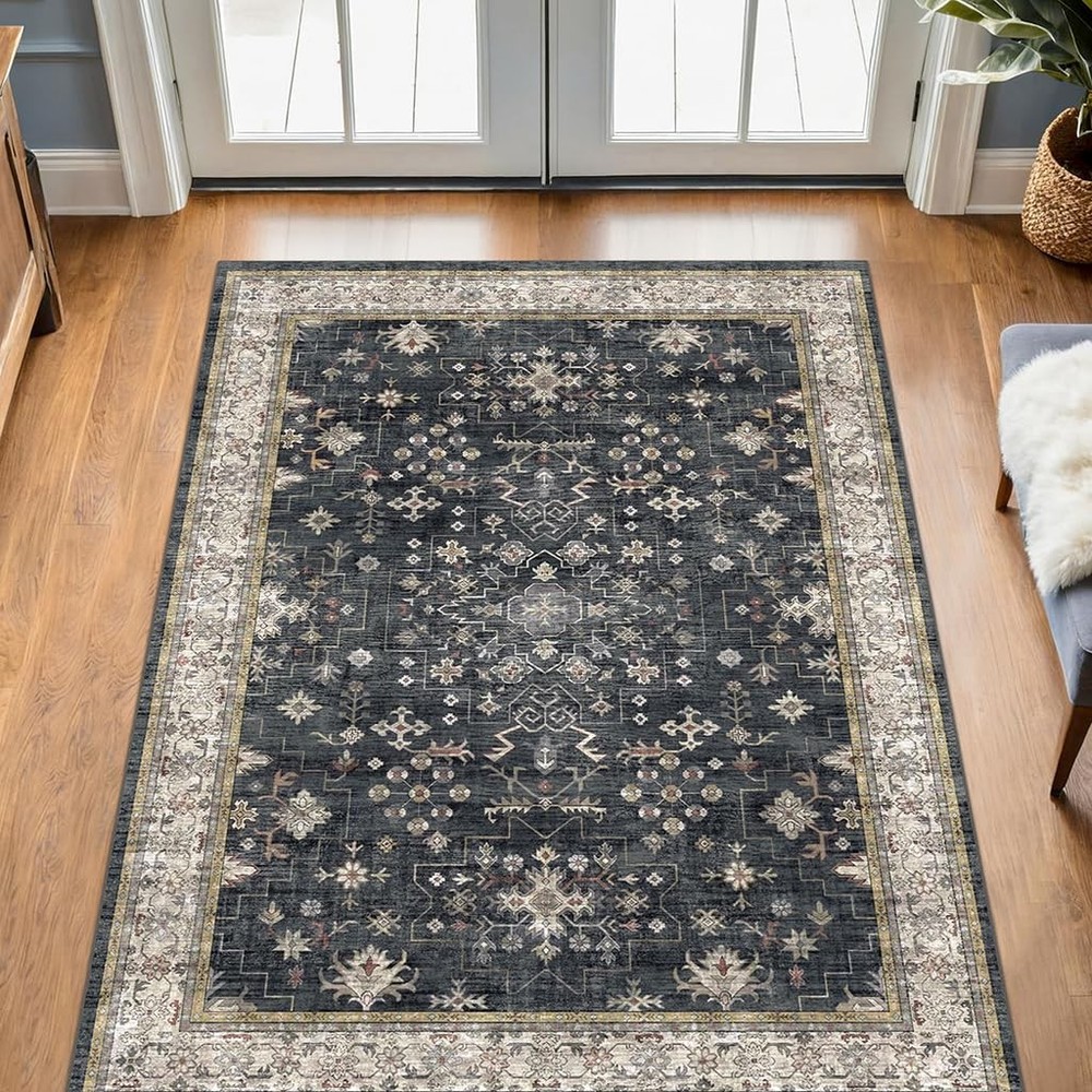 Large 3x5 Entryway Rug Indoor - Washable Non-Slip Low Pile Ultra Soft Area Ru...