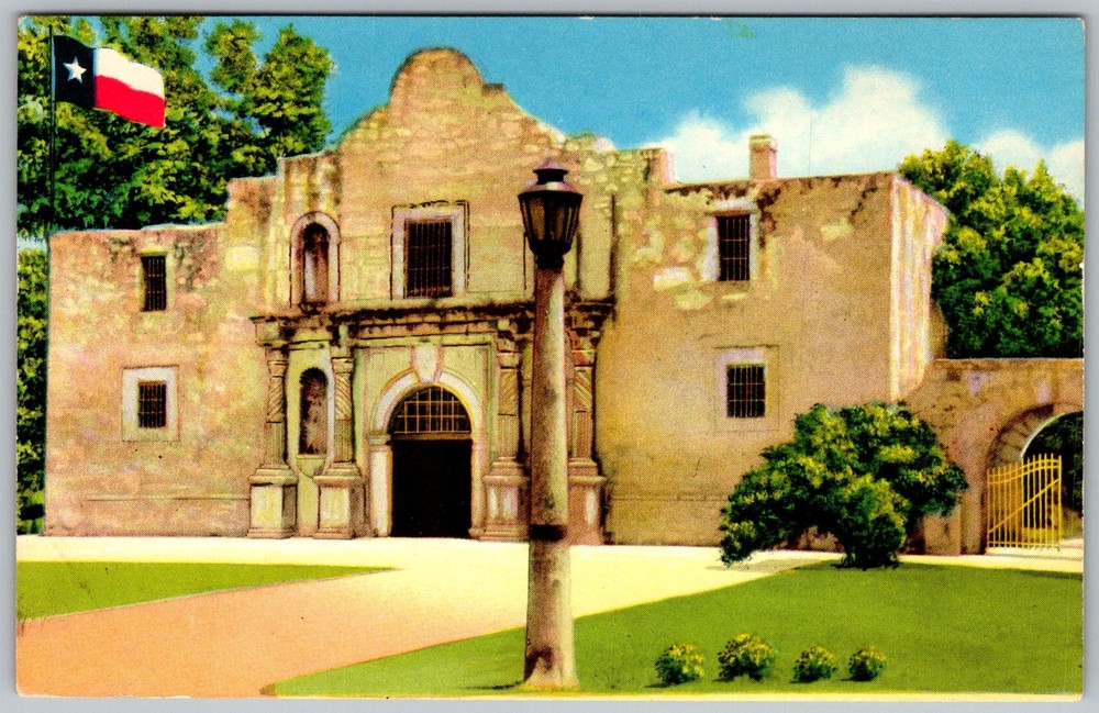 Vtg Postcard Alamo Mission Entrance San Antonio, TX 1950s