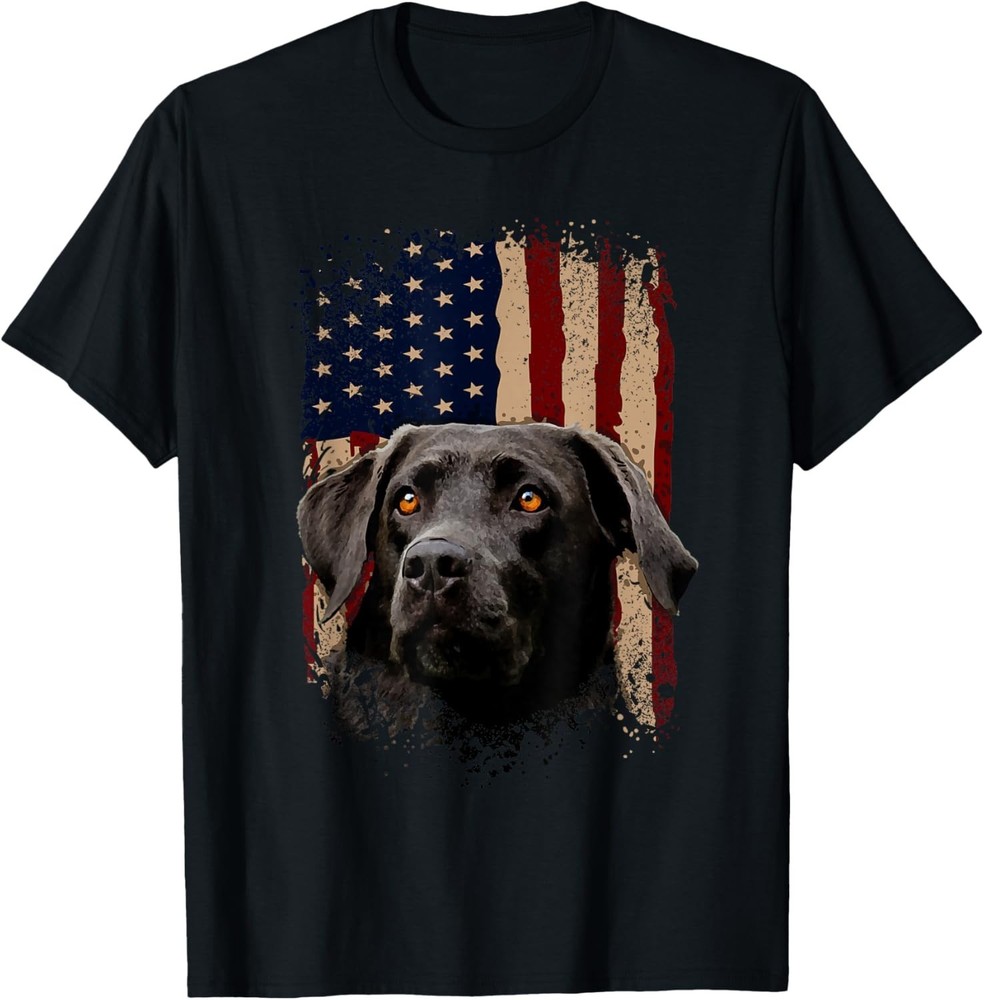 American Black Labrador USA Flag Lab Owner  Gift T-Shirt