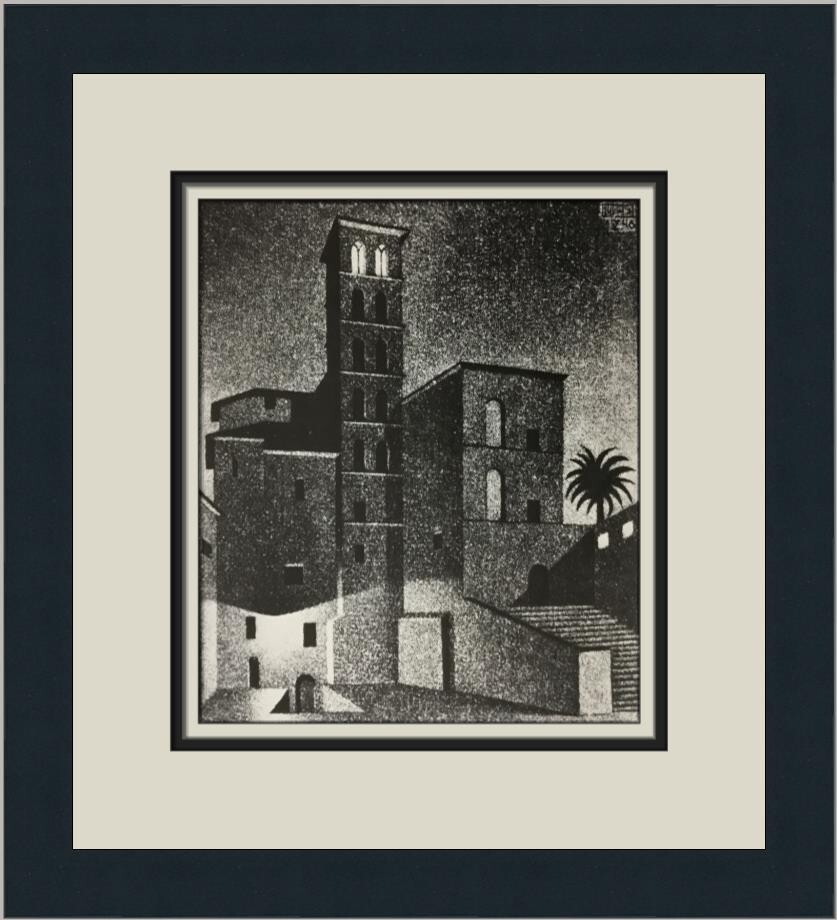 M.C. Escher Dusk Custom Framed Print