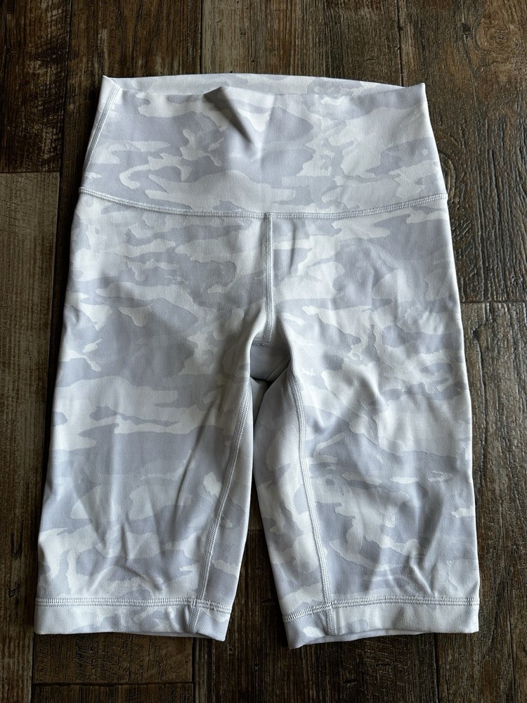 Lululemon Wunder Under High-Rise Biker Athletic Compression Shorts Camo White 6
