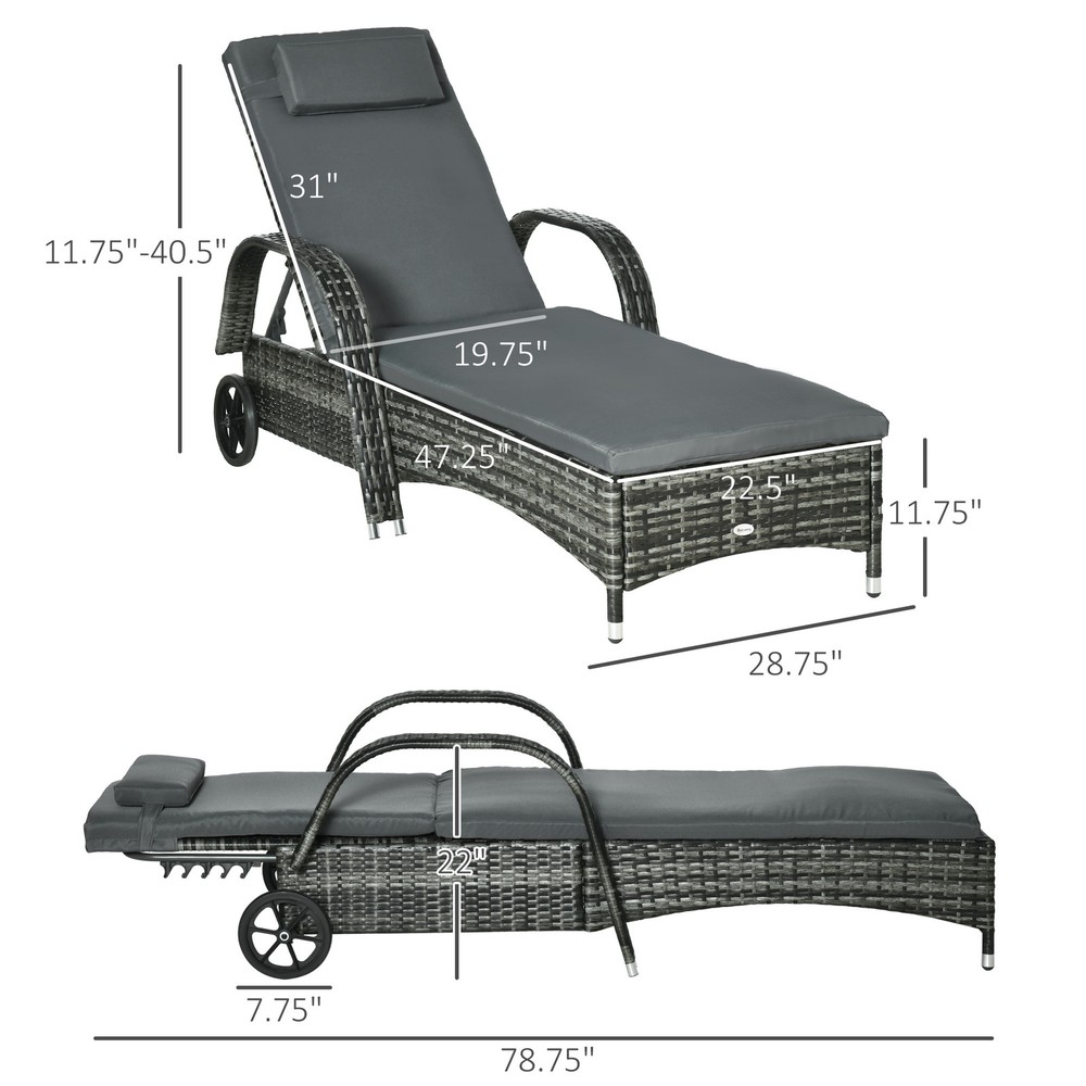 Rattan Chaise Lounge for Patio Garden or Poolside Relaxation