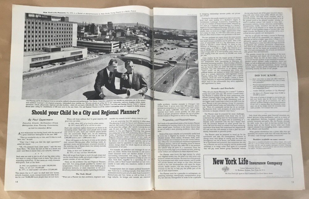NY Life Insurance ad 1959 original vintage print 1950s illus art retro New Haven