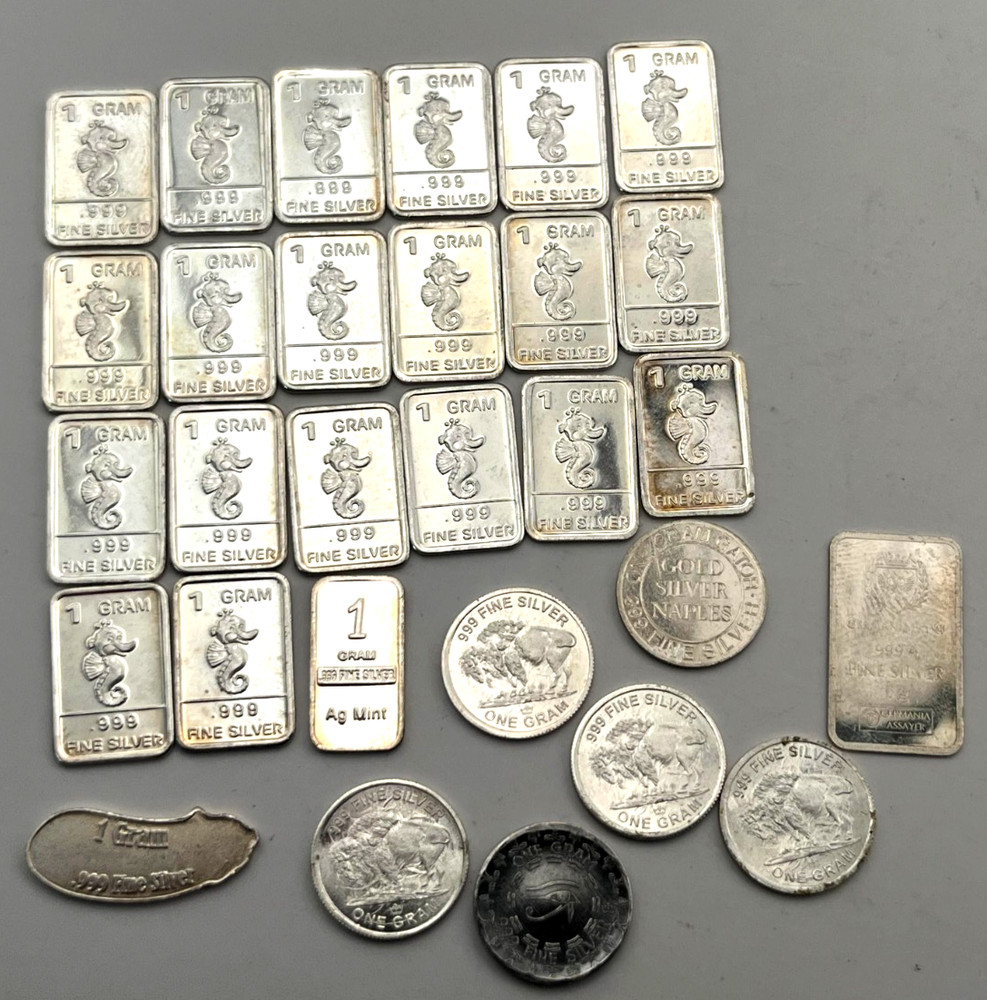 29 x 1 Gram Silver Bars Lot .999 Pure Silver Bullion - Fractional Estate
