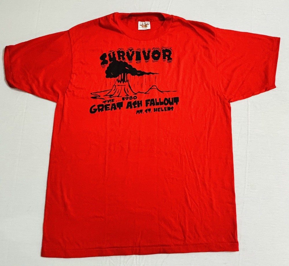 Vintage 1980 Mt St Helens Survivor Harry Truman Fan Club Volcano T Shirt XL USA
