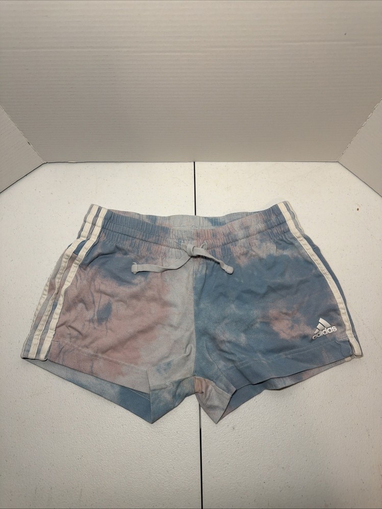 Adidas Womens M Tie Dye Athletic Running Shorts Pastel Blue Pink Size M Lounge