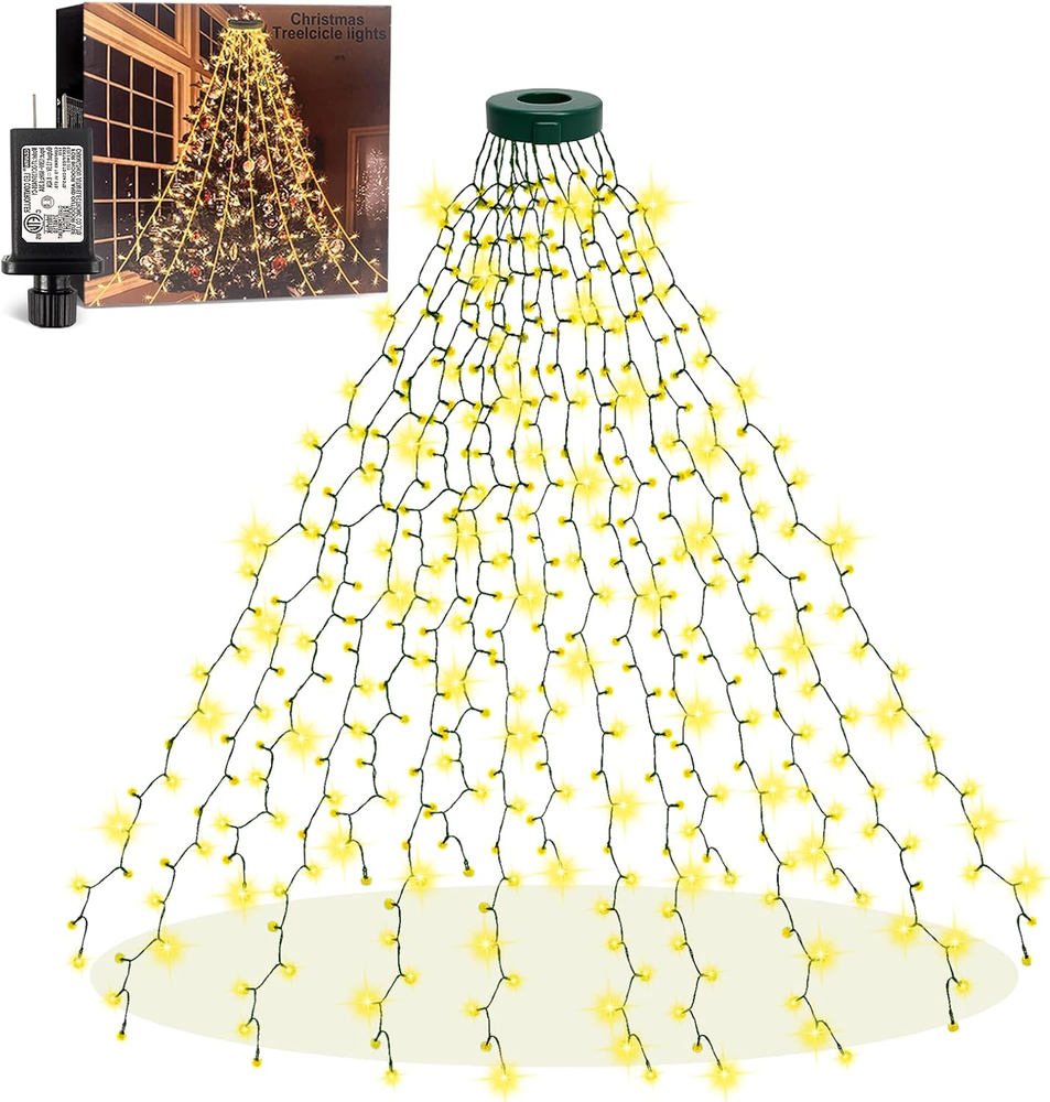 Christmas Tree Lights with Ring, 400 LED 6.6Ft X 16 Lines Christmas Tree String
