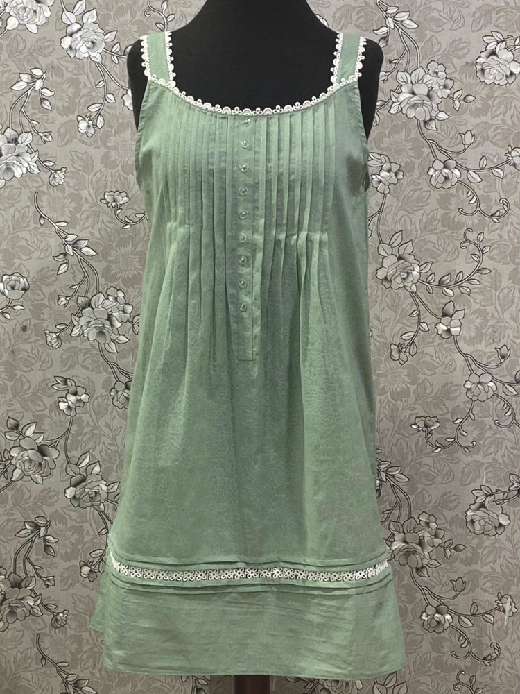 SoieRose 100% Cotton Victorian Nightgown � Sleeveless Vintage Gown SR-1202