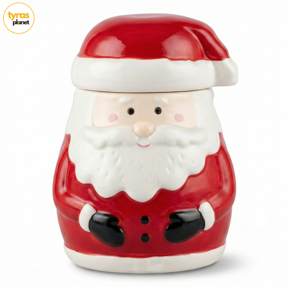 Santa Claus Ceramic Cookie Jar Candy Canister Christmas Holiday