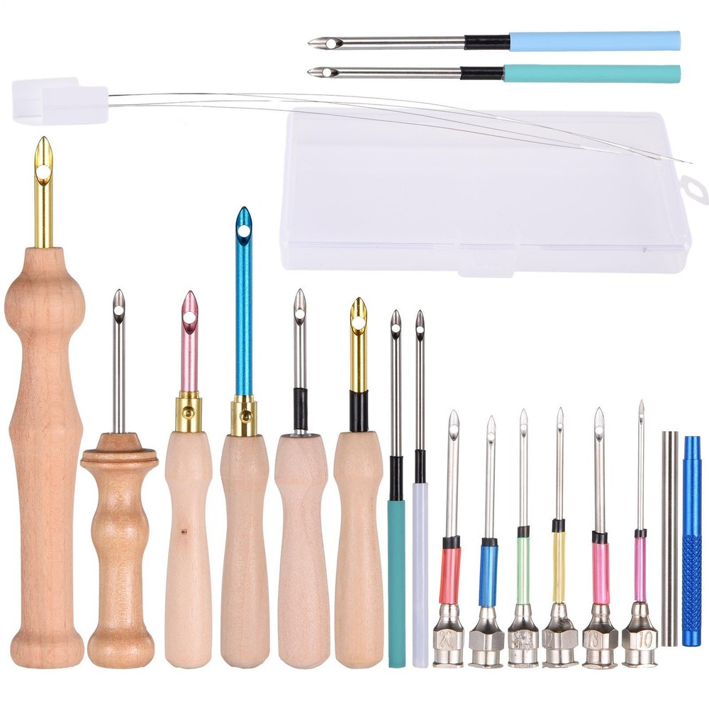 Punch Needle Kit with Wooden Handle for Cross Stitch and Embroidery