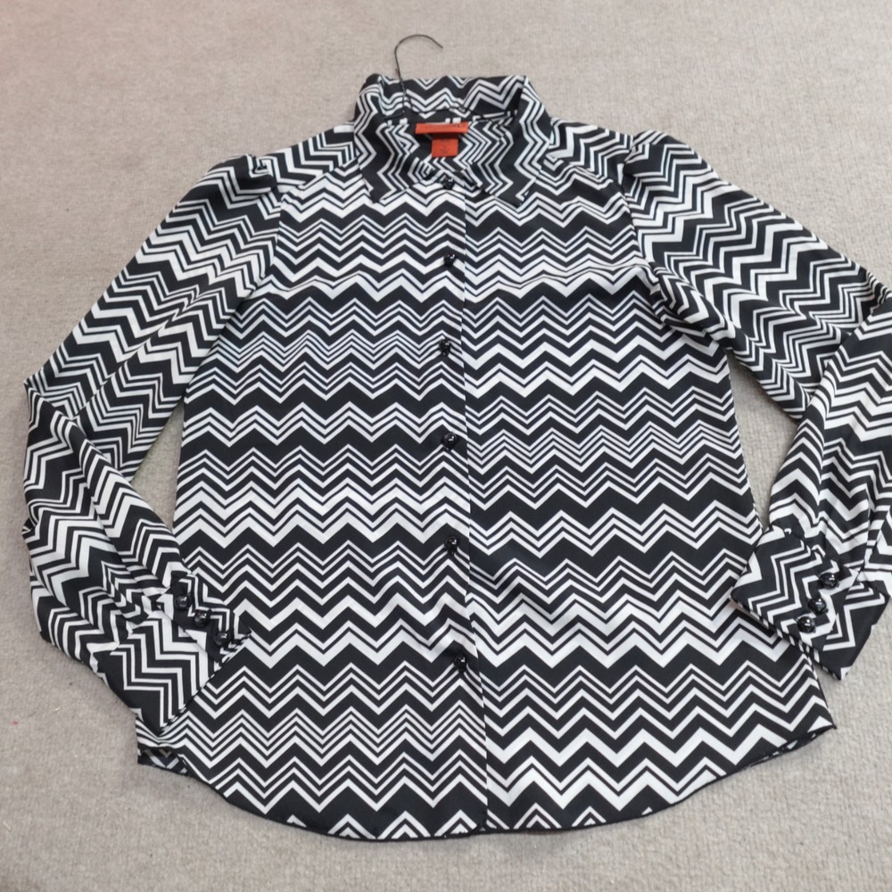 Missoni Womens Shirt Small Black White Chevron Geometric Long Sleeve For Target