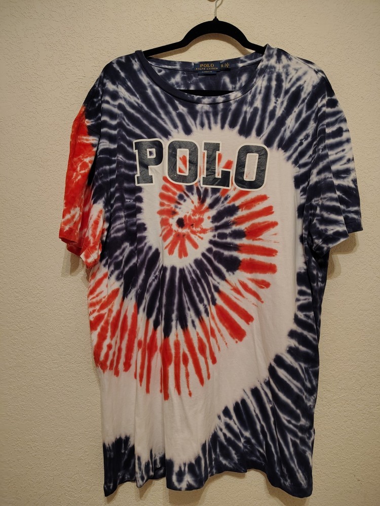 Polo Ralph Lauren Men's XXL Red White Blue Tie Dye Americana T-shirt Patriotic