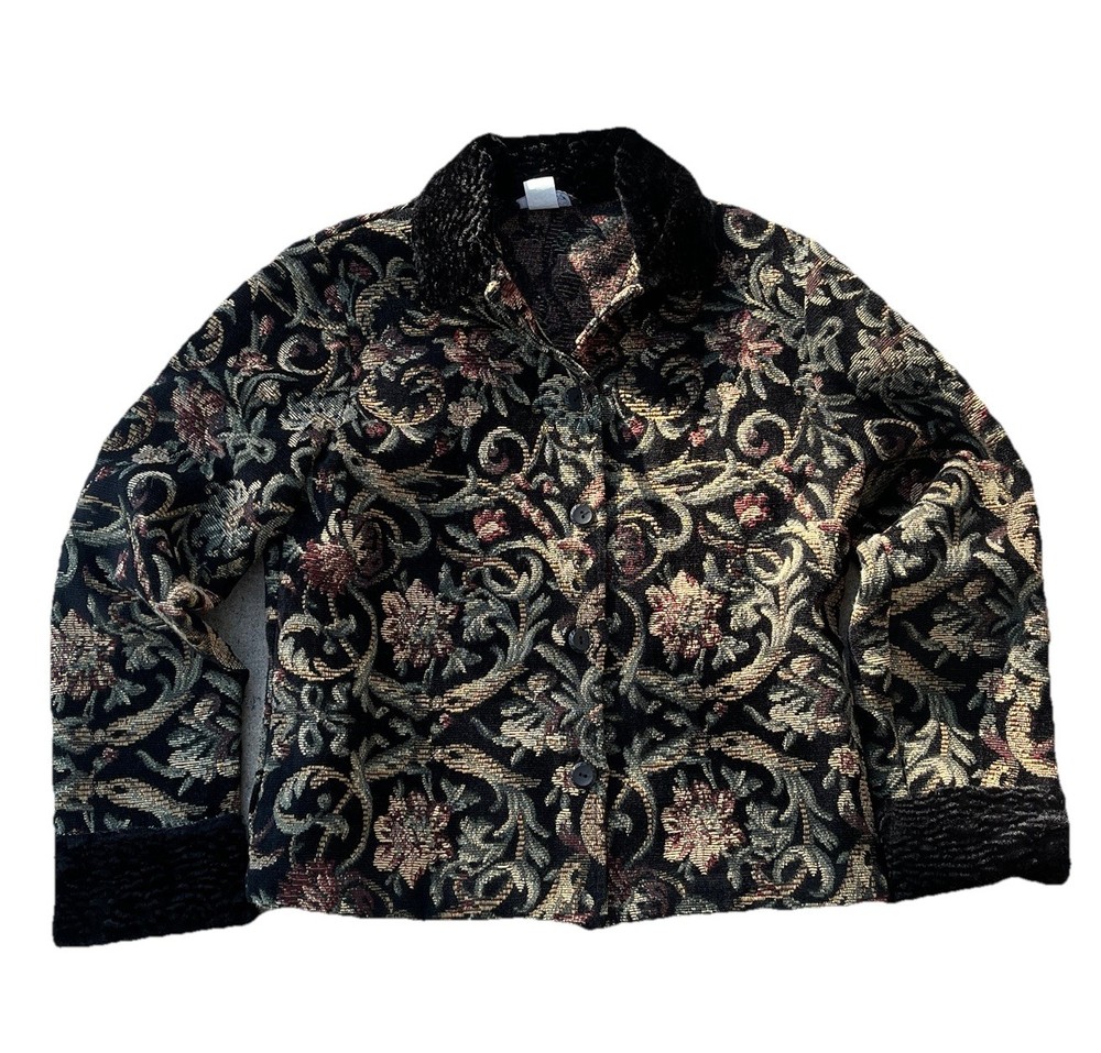 Vintage Carol Anderson Collection Floral Tapestry jacket size L