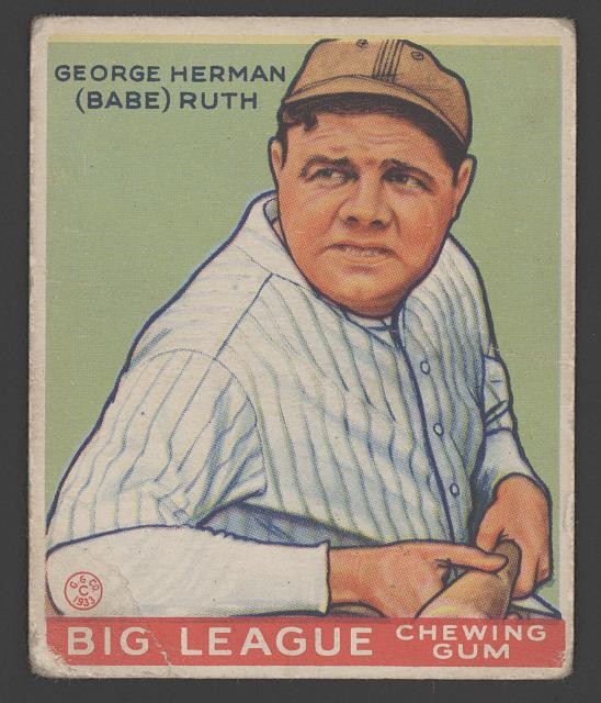 Photo:Babe Ruth 1933 Goudey Big League Chewing Gum Baseball Card Boston