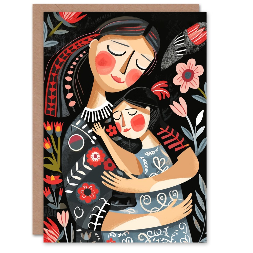 Mother's Day Greeting Card No Words Blank Mum Daughter Hug For Mum
