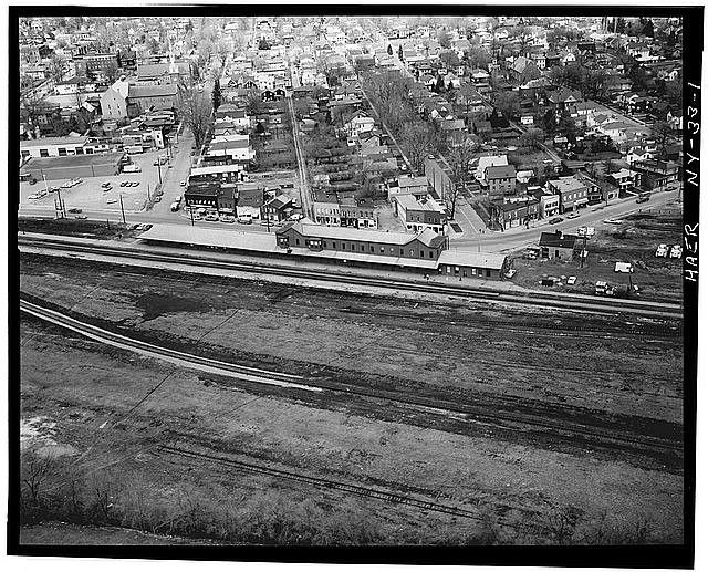 Photo:Hornell New York 1930s Erie Railway Station Loder Street Aerial View