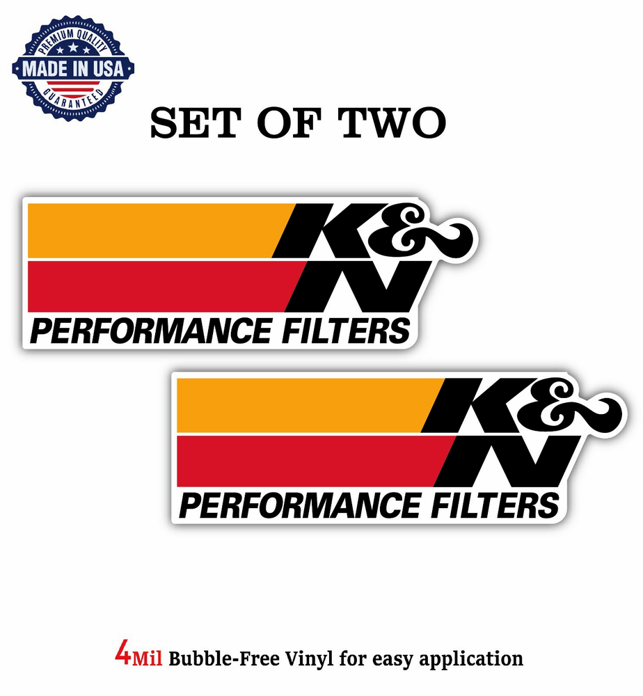 TWO K&N AIR FILTERS AUTO VINYL DECAL STICKER CAR BUMPER 4MIL BUBBLE FREE US MADE