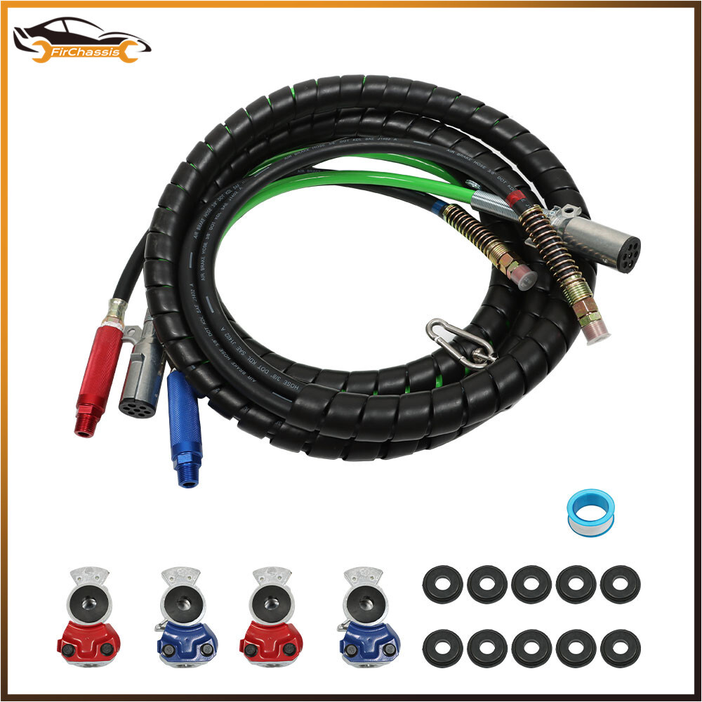 Semi Truck Trailer 15ft 3-in-1 ABS Air Line Hose Wrap with 7-Way Electrical Cable-image