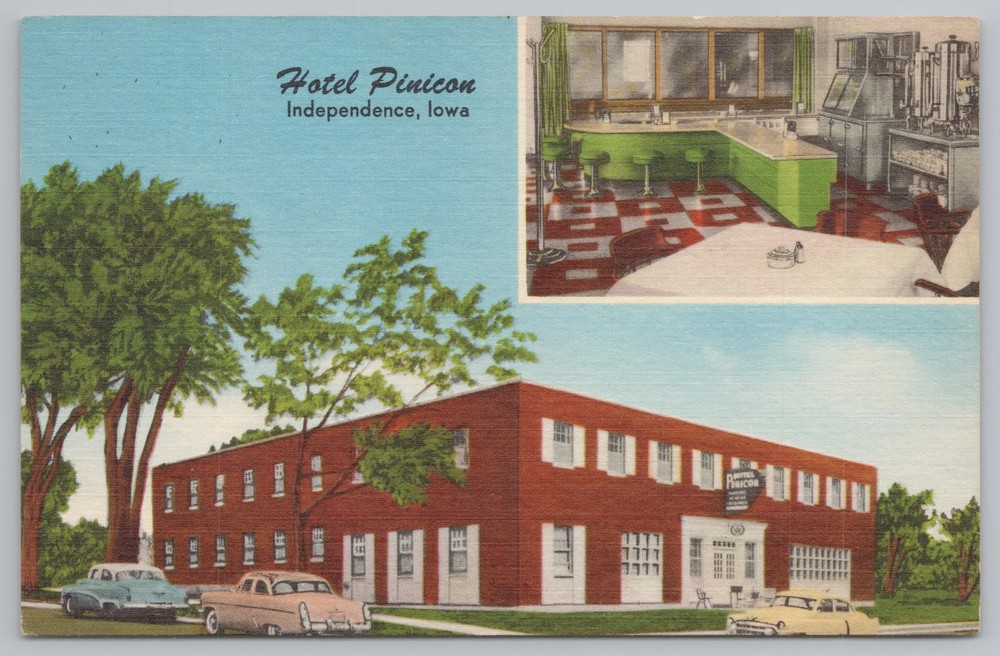 Hotel & Resort~Independence Iowa~Hotel Pinicon~Inset Dining Area~Vtg Linen PC